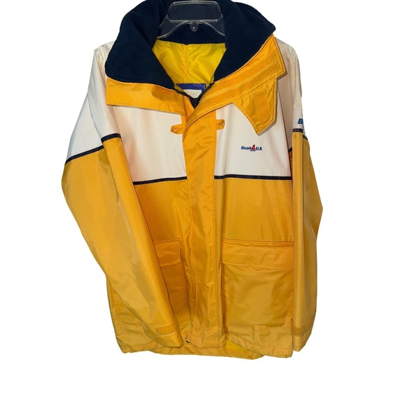 Boat U.S.‎ Foul Weather Gear Nylon Jacket (Hi-Vis) sailing wear Yellow Blue SM